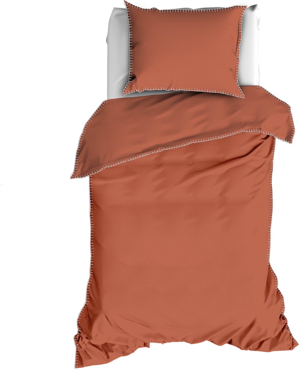 Romanette FLANEL Dekbedovertrek 140x200/220 Visconti rooibos/wit