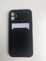 Hoogwaardige TPU back cover - Geschikt voor iPhone 11 - Camera beschermd - Siliconen back cover - met vakje voor pasje / Zwart