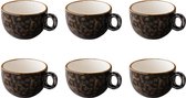 Q Authentic Jersey Cappuccino Kopjes - 200ml - Bruin - Ø8,5x(H)6cm - Set van 6