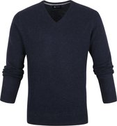 Suitable - Lamswol Trui V-Hals Donkerblauw - Heren - M - Regular-fit - Mannen wintertrui van Wol