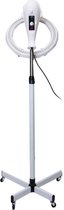 Dakta® Verrijdbare Föhn | Haardroger | 220V | Permanenten | tot 60 Graden | Kapper | Hoogte Verstelbaar | Timer | Wit | op Wieltjes