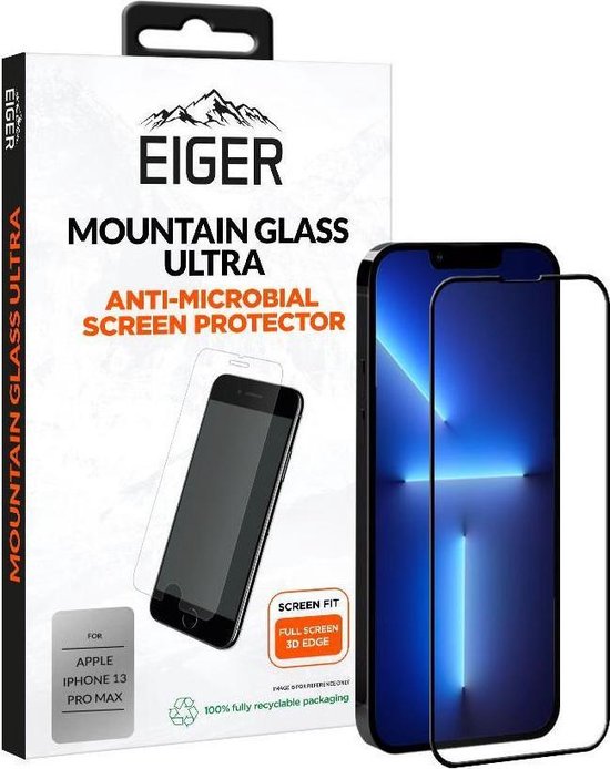Eiger Ultra iPhone 13 Pro Max Screen Protector Antibacterieel Gebogen
