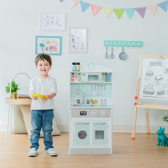 Teamson Kids Klassieke Houten Speelkeuken - Kinderspeelgoed - Rollenspel Speelgoed - Mintgroen/Grijs