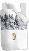 Warme Flanel Eenpersoons Dekbedovertrek Snow Forest | 140x200/220 | Hoogwaardig En Zacht | Ideaal Tegen De Kou