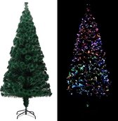 Kunstkerstboom 120 cm, gekleurde verlichting met optische vezel, kleur groen, met standaard