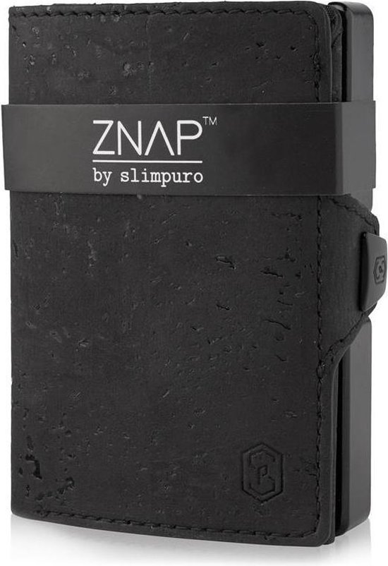 Slimpuro Znap Slim Wallet - 12 Pasjes - Muntvak - 8,9 X 1,8 X 6,3 cm (Bxhxd) RFID Bescherming - Zwart