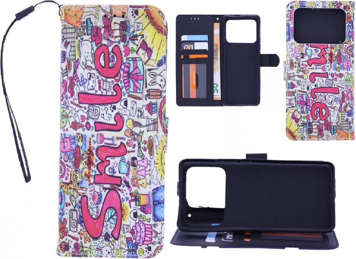 Bookcase Geschikt voor: Xiaomi Mi 11 Ultra hoesje met print - Smile Graffiti