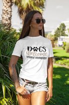 Dogs Welcome People Tolerated T-Shirt, Funny Dog T-Shirts, Unique Gift For Dog Lovers, Dog Owner Gifts, Unisex Soft Style T-Shirts, D001-047W, M, Wit