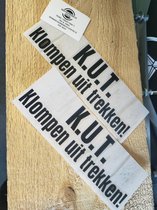 1x Klompen uit trekken, K. U. T. Sticker, Raam/Kantoor/Auto/Truck/Trailer Sticker ZWART