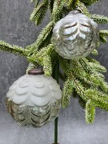 House of seasons hangende glas bal dennenappels groen set van 8
