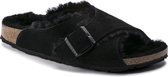 Birkenstock Arosa Pantoffels Zwart Suede Lamswol Maat 38
