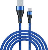 ADC-001 3A USB naar Micro USB Weave snellaaddatakabel, lengte: 2 m (blauw)