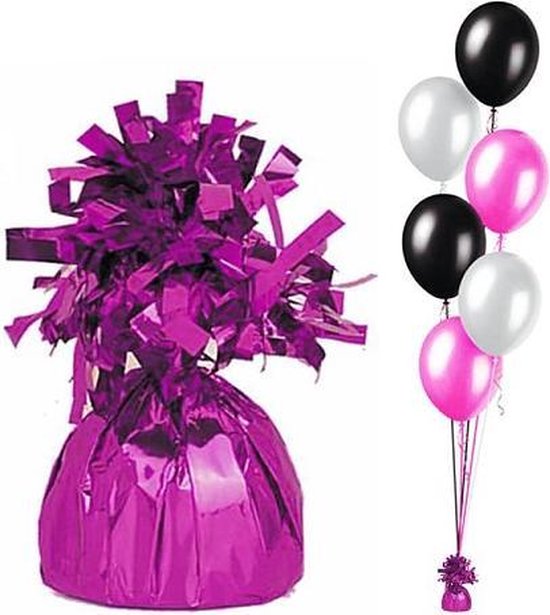12x Ballongewicht folie donkerroze - fuchsia roze.