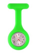 Siliconen Verpleegsterhorloge met Quartz Uurwerk Datum Clip Lime Green  - Siliconen horloge - Zusterhorloge - Glow in the dark Wijzers