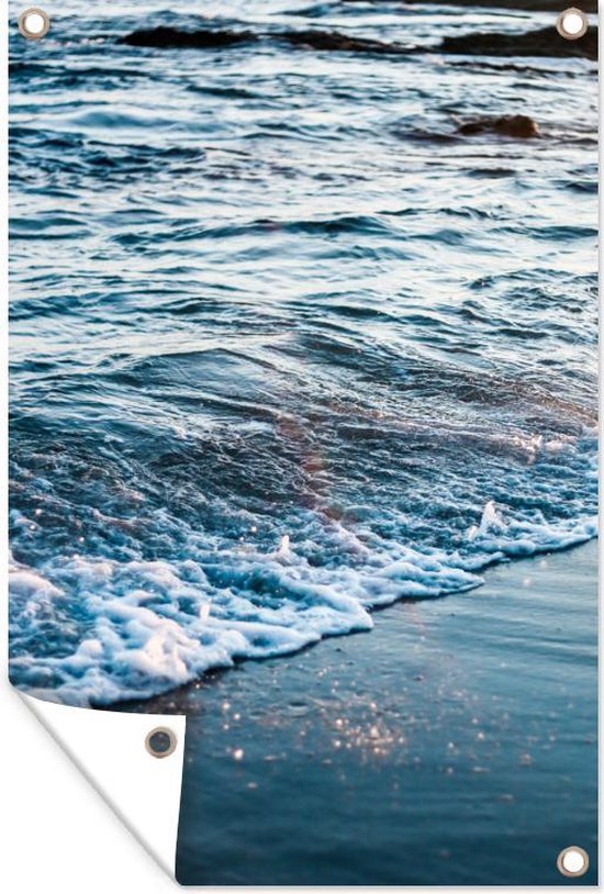 Tuinposter - Tuindoek - Tuinposters buiten - Zee - Strand - Golven - 80x120 cm - Tuin