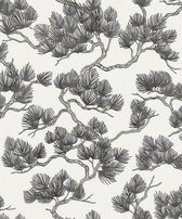 DUTCH WALLCOVERINGS Behang Pine Tree wit en zwart