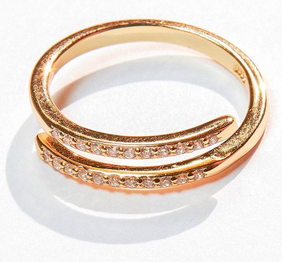 Laura Ferini Dames Ring Pisa Goud - Goudkleurige Verstelbare Ring - 18K Geelgoud Verguld - Zirkonia Kristallen - Dames Ringen - Sieraad - Accessoires - Sieraden