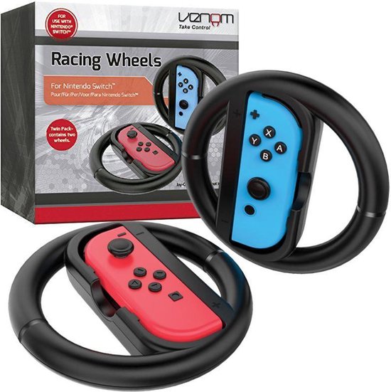 Venom Nintendo Switch - Racing Wheels Twin Pack - Geschikt voor Joy-Con Controllers - Set van 2 - Zwart van Venom — afbeelding 2