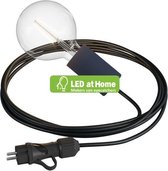 LEDatHOME – Strijkijzersnoer, draagbare buitenlamp, 5 m textielkabel, IP65 waterdichte lamphouder en stekker, inclusief LED – lamp.