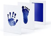 Baby fotokaartje hand en voetafdruk- kleur blauw - tafdruk - inkt kraamcadeau - hoeft niet schoon te maken - 2 kaartjes