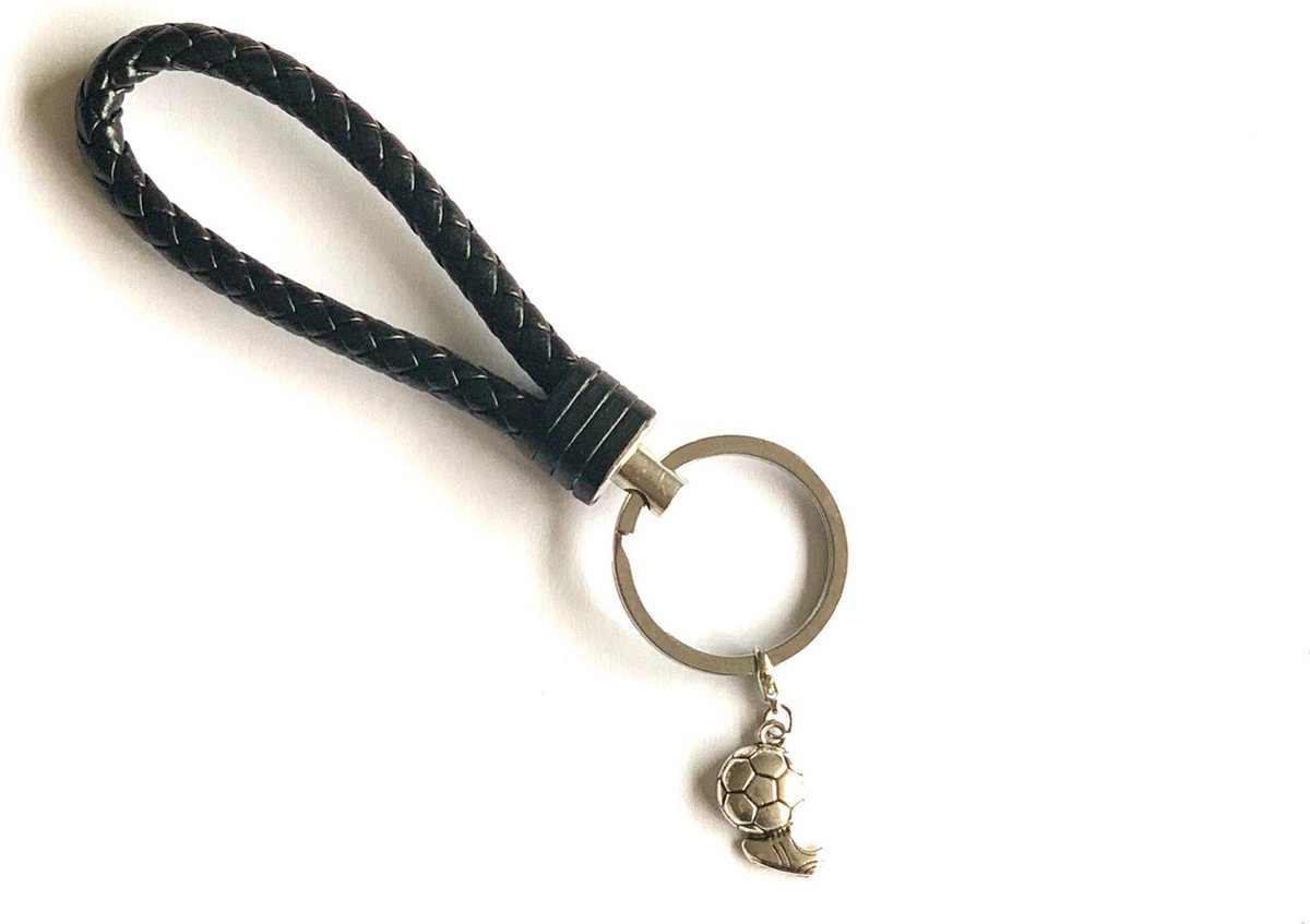 Sleutelhanger - Zwart - Voetbal - Soccer - Bal - Voetbalschoen - Sport - Hanger - Leer - Kleur - Sportsieraad - Sieraad - Sportsieraden - Sieraden - Team - Teamkado