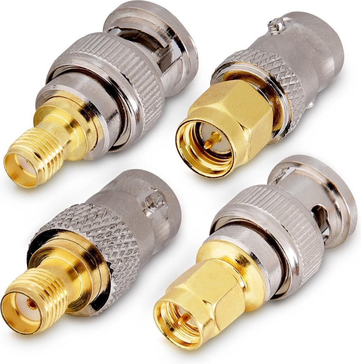 kwmobile 4x SMA naar BNC-adapter - 4 varianten - SMA naar BNC - SMA-adapter voor coaxiale aansluitingen