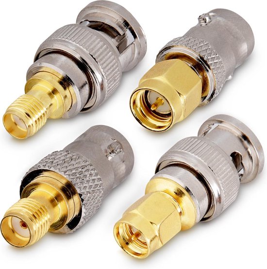 Foto: Kwmobile 4x sma naar bnc adapter 4 varianten sma naar bnc sma adapter voor coaxiale aansluitingen