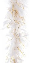 Carnaval verkleed veren Boa - wit met gouddraad - 200 cm - Verkleedkleding accessoires