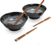 EDO JAPAN - RAMEN BOWL SET/6 KURO 2PERS O/22CM|H9CM