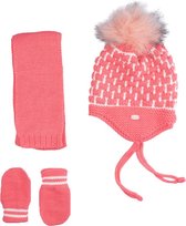 Kitti 3-Delig Winter Set | Muts (Beanie) met Fleecevoering Sjaal - Handschoenen | 0-18 Maanden Baby Meisjes | Dammen-01 (K2150-01)