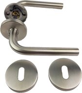 RVS deurkruk LEON 16mm diameter - recht met simpel sleutelgat