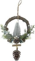 Couronne de Noël en rotin - Baies White | ø 39 cm | Occasion de Noël décorative en rotin et pommes de pin avec sapin de Noël | Blanc