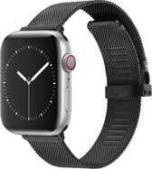 Geschikt voor Apple Watch bandje 42 / 44 / 45 mm - Series 1 2 3 4 5 6 7 SE - Smartwatch iWatch horloge band - 42mm 44mm 45mm - Fungus - RVS metaal - Milanese - Zwart