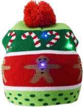 Kerstmuts | Groen | Rood | Snoep | LED verlichting | Kerst Beanie voor Volwassenen en Kinderen | Beanie met kerstverlichting | Oh Deer | Kerstmis | Feestdagen | Merry Christmas | Kerstcadeau | Kerstaccessoires | Kerstfeest | Let it snow