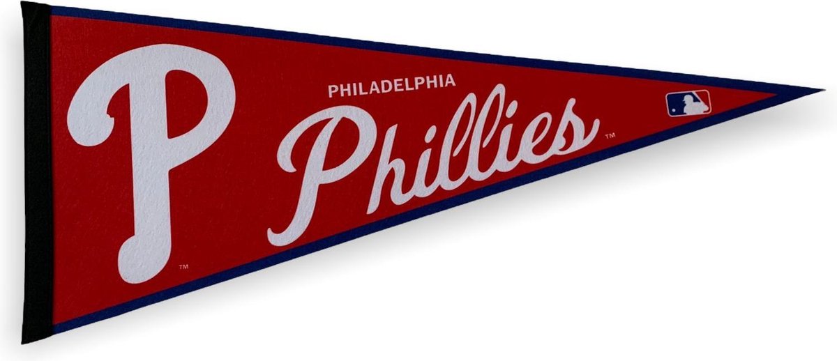 USArticlesEU - Philadelphia Phillies - MLB - Vaantje - Baseball - Honkbal - Sportvaantje - Pennant - Wimpel - Vlag - Rood/Wit - 31 x 72 cm