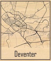 Citymap Deventer in hout gegraveerd (30*40 CM) Houten stadskaart van Deventer - Wall-art / wandbord / wanddecoratie