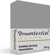 Droomtextiel Hoeslaken Dubbel Jersey Grijs - 160x220 cm - 100% Katoen Stretch - Hoogwaardige kwaliteit -
