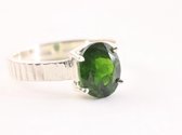 Hoogglans zilveren ring met chroom diopsiet - maat 18