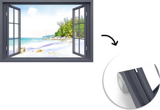 Papier peint - Papier peint photo peint Transparent - Plage - Zwart - Largeur 330 cm x hauteur 220 cm