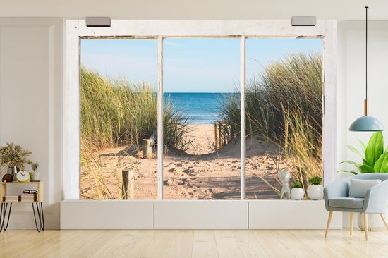 Papier peint - Papier peint photo murale Transparente - Plage - Mer - Largeur 450 cm x hauteur 300 cm
