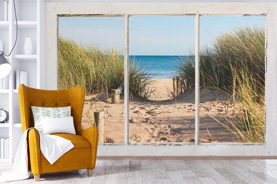 Papier peint - Papier peint photo murale Transparente - Plage - Mer - Largeur 450 cm x hauteur 300 cm