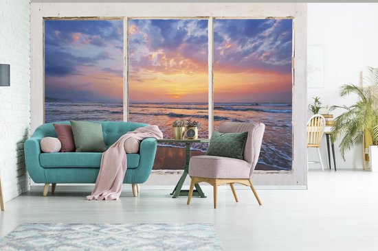 Papier peint - Papier peint photo murale Transparente - Mer - Plage - Largeur 450 cm x hauteur 300 cm