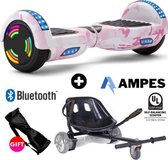 Hoverboard | Evercross | Bluetooth Speaker | Oxboard | Ampes | LED verlichting | Roze Hiphop + Hoverkart Zwart