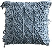 Mrs Bloom sierkussen Mahon Fringes old blue 45x45