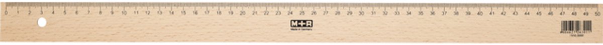 Liniaal Mobius & Ruppert 50cm hout met metaalinleg