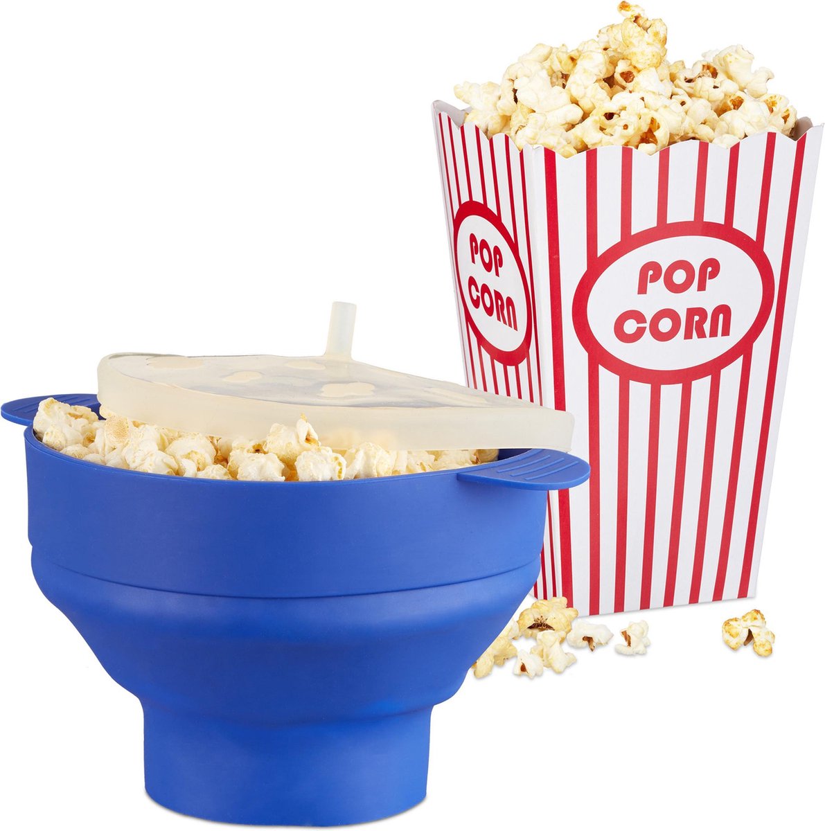 49-delige popcorn set - siliconen popcorn maker - 48 popcorn zakjes gestreept