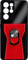 Back Cover Samsung Galaxy S21 Ultra | Telefoonhoesje | Met Ring Houder | Rood | TPU Hoesje