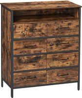 Nancy's Goldfield Ladekast - Dressoir - Sideboard - 8 Lades - Industrieel - MDF - Metaal - Bruin - Zwart - 87,5 x 40 x 106 cm