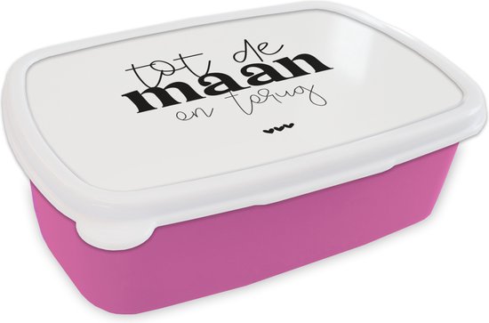 Broodtrommel Roze - Lunchbox Quotes - Tot de maan en terug - Spreuken