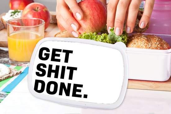 Lunch box Wit - Lunch box - Boîte à pain - Citations - Dictons - Get shit done - 18x12x6 cm - Adultes